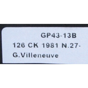 GP Replicas 1/43 フェラーリ・126CK ターボ #27 G．ヴィルヌーブ 1981イタリアGP 限定500台の画像3