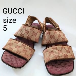 GUCCIグッチ　サンダル　キャンバス　GG総柄　size5 日本サイズ約23cm