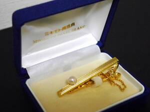 ◆中古◆MIKIMOTO ミキモト パール付き ネクタイピン 箱付き ゴールド色◆定形外220円発送可◆o21 #31