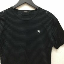 バーバリーブラックレーベル BMV05-707-08 エポーレット付 ボーダー柄 ホース刺繍 半袖Ｔシャツ 609 Tシャツ Tシャツ 2_画像2