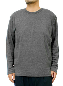 【新品】 L チャコール 長袖Tシャツ メンズ 大きいサイズ 無地 スムース クルーネック カットソー
