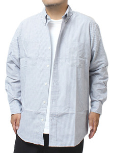 【新品】 4L ネイビー 長袖シャツ メンズ 大きいサイズ オックスフォード ボタンダウン ギンガムチェック ストライプ チェックシャツ