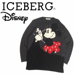 入手困難 名作 イタリア製 ICEBERG × Disney ミッキーマウス ニット セーター メンズ アイスバーグ カステルバジャック ブラック 2310281