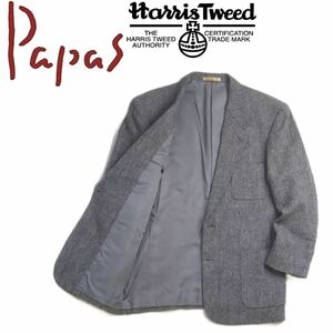 美品 希少 Papas × HARRIS TWEED ツイード ウール テーラード ジャケット ブレザー スーツ メンズM パパス ハリスツイード 日本製 2310335