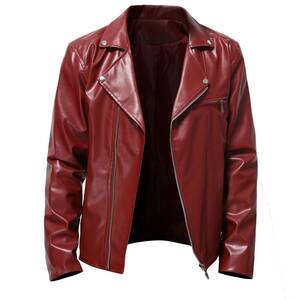 Новое новое прибытие кожаная куртка куртка мужская джемпер из кожа Jumper Blouson Leathon Leather Janbike Jacket Red XL Size или выше