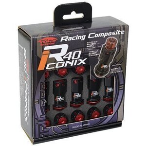 KYO-EI KicS Racing Composite R40 iCONIX ナット ブラック/キャップ付き ブラック アルミ製 20個 M12 x P1.25【品番 : RIA-03KK】