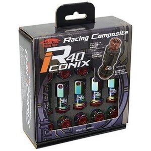 KYO-EI KicS Racing Composite R40 iCONIX ナット ネオクローム/キャップ付き ブルー 樹脂製 20個 M12 x P1.5【品番 : RIF-01NU】