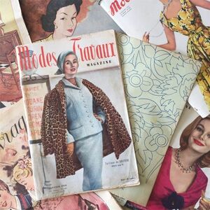 1958s フランスヴィンテージ Modes & Travaux 女性たちのための雑誌 91ページ ファッション 型紙 刺繍 手芸 本 モード アンティーク 子供