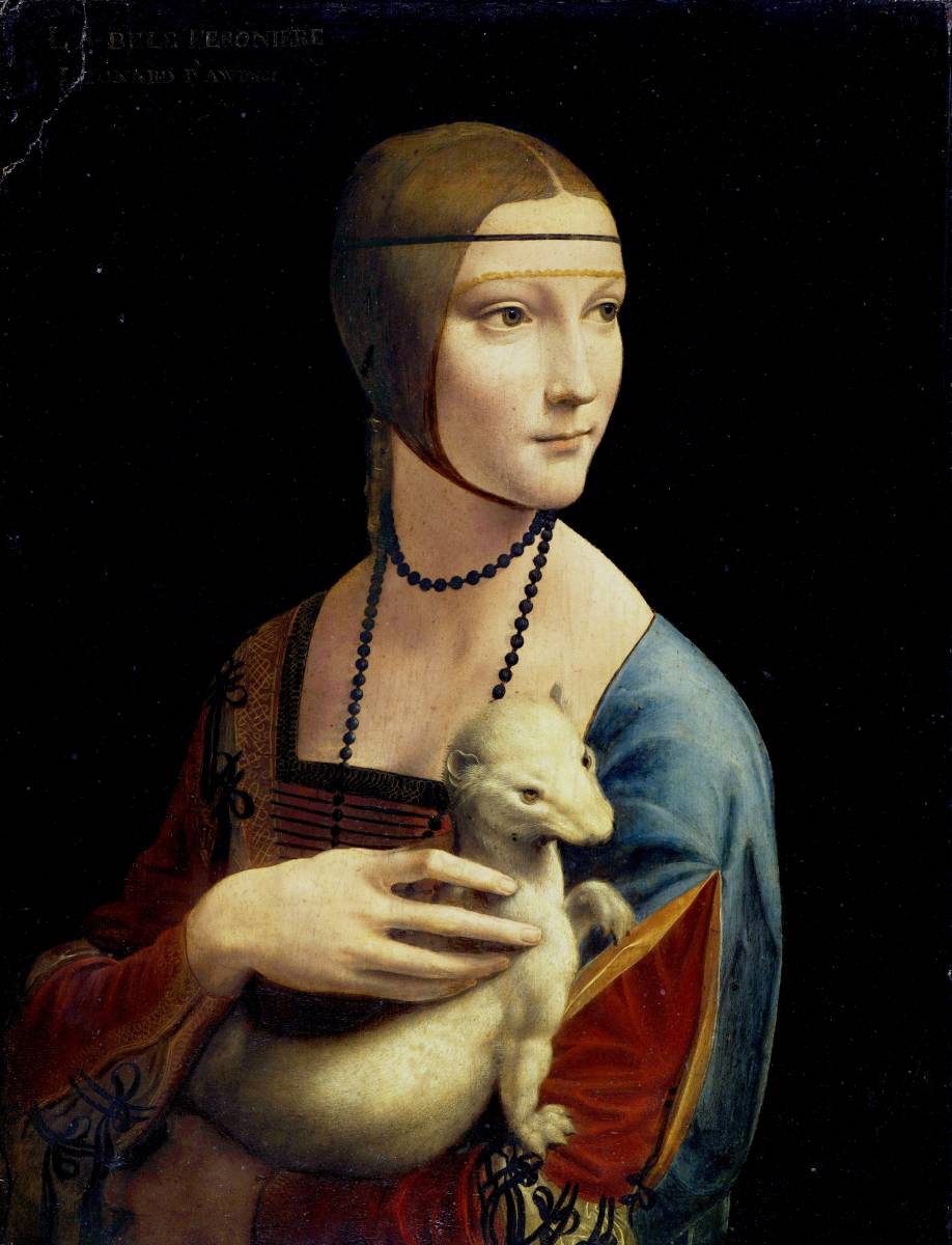 Leonardo da Vinci Lady with an Ermine circa 1490 40x55cm Actual size reproduction ◆Michelangelo Raphael painting oil painting Renaissance, painting, oil painting, others