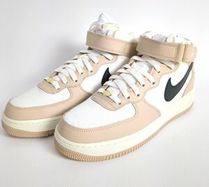 NIKE　AIRFORCE 1 MID ’07 LX ナイキ エア フォース 1 ベージュxブラックxホワイト スニーカー 27cm ◆3115/登呂店