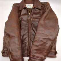 Aero LEATHER シングル ライダースジャケット ブラウン SIZE 32 ホースハイド 飛行機タグ エアロレザー ◆3109/宮竹店_画像4