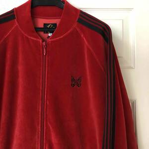 新品 未使用 サイズM Needles R.C. Track Jacket C/Pe Velour Red ニードルズ リブカラー トラック ジャケット コットン/ポリエステル