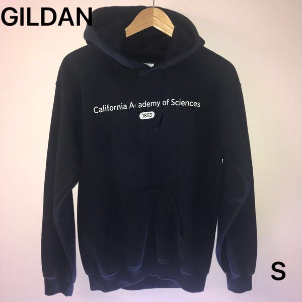 GILDAN パーカー BLACK S ロゴパーカー