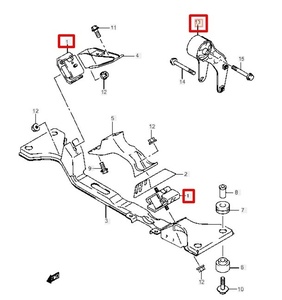 エブリイ エブリィ バン DA64V スズキ 純正 エンジンマウント 1台分セット 新品 未使用 ターボ 2WD 4V 2WD MT マウンチング フロント リア