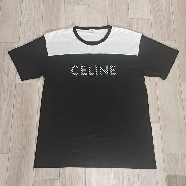 真贋済み　CELINE セリーヌ Tシャツ エディスリマン チェックプリント スタッズ