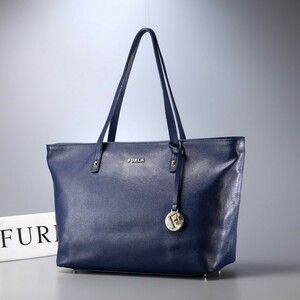 MF6212*イタリア製*FURLA フルラ*レザー トートバッグ*ショルダーバッグ*A4対応*肩掛け*ネイビー*レディース