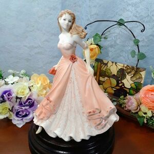 英国【 コールポート COALPORT 】 ★ Congratulations おめでとう！★ フィギュリン アンティーク イギリス 陶器人形 ドレス 薔薇 Figurine
