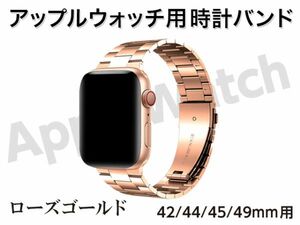 新品 Apple watch バンド 時計ベルト ステンレス 42mm / 44mm / 45mm / 49mm 用 24 × 20mm幅 ローズゴールド 男女兼用 [3520:madi]