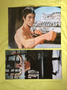 レCK495ア☆ブルース・リー ポスター2種セット (1枚両面印刷) 雑誌付録? Bruce Lee 李小龍 ピンナップ