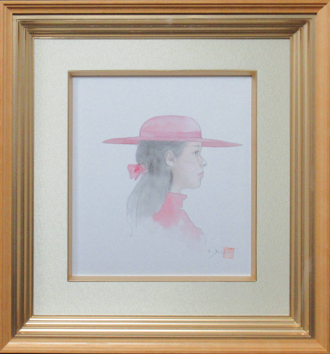 ★Tsutomu Fujii★ Guaranteed authentic Girl Born in Akita, watercolor on colored paper, Yasui Prize Exhibition Honorable Mention Award, many museums in Japan, a masterpiece by a popular realist artist, Painting, Oil painting, Portraits