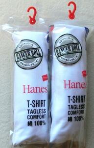 【L】Hanes ヘインズ 丸首 白半袖アンダーシャツTシャツ ２枚 レンジャーロール クルーネック p0842u・