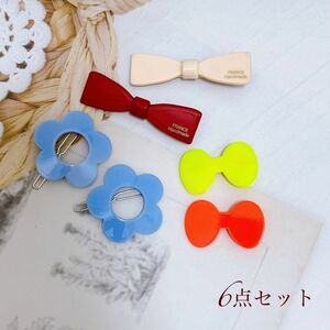 SALE 6点セット　ヘアピン　アクセサリー　花　リボン　ベビー　キッズ　韓国風