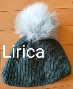 【Lirica】URBAN RESEARCH ROSSO ファー付きニット帽 フォックスファー モスグリーン