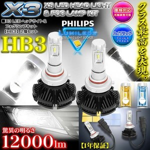 最新版/ホンダ/HB3/X3 PHILIPS 12000LM/LEDヘッドライトキット