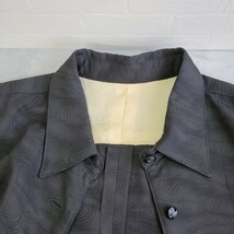 着物リメイク 大きいサイズ フォーマル ロングコート 13～15号 黒 流水文様 正絹 一枚仕立て 古布 きものリメイク ブラックフォーマル_画像5