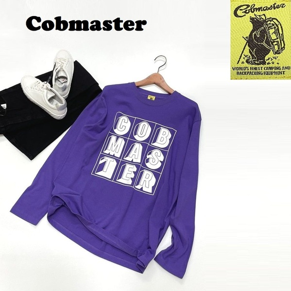 未使用品 /L/ Cobmaster パープル ロゴプリントロンティ 長袖Tシャツ レトロ アウトドア キャンプカジュアルメンズレディース コブマスター