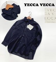 未使用品 /F/ YECCA VECCA ネイビー 長袖ポケットコーデュロイシャツ レディース メンズ オーバーシルエット 羽織り 多彩 イェッカヴェッカ_画像1