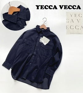 未使用品 /F/ YECCA VECCA ネイビー 長袖ポケットコーデュロイシャツ レディース メンズ オーバーシルエット 羽織り 多彩 イェッカヴェッカ