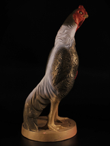 博多人形師 亀田均 作 傑作品 菊花紋章 軍鶏 鳳凰 高42.5cm 立体造形 日本人形 天皇家 置物 古美術品_画像3