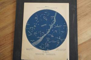 【1800年代 アンティーク天文図版 星座 天文学 紙もの】天体観測 宇宙 星図 博物 自然 惑星 ビンテージ レトロ 理科 蚤の市 インテリアに