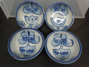 ◆取り皿　小皿　直径約11ｃｍ　チューリップ　蝶々　４枚セット※ジャンク■６０