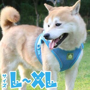 ブルー L ◎ カラフルメッシュベスト ハーネス 胴輪 セット シンプル かわいい 小型犬 中型犬 老犬 ペット 通気性 柔らかい 安全 光反射