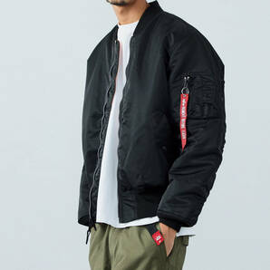 新品 XLサイズ アメリカ企画 ALPHA INDUSTRIES MA-1 NYLON JACKET CORE SPEC BLACK アルファ フライトジャケット ブラックの画像5