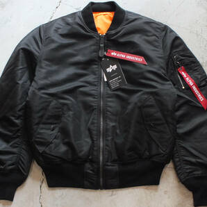 新品 XLサイズ アメリカ企画 ALPHA INDUSTRIES MA-1 NYLON JACKET CORE SPEC BLACK アルファ フライトジャケット ブラックの画像1