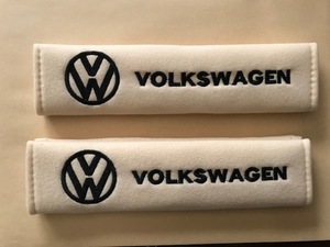 最安値？　さり気なく目立つアイボリー色　VWフォルクスワーゲンロゴ　シートベルトカバー　送料0円！　ポロ　ルポ　ビートル　ゴルフ　GTI