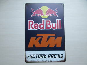 新品※レトロブリキ看板/アンティーク加工/KTM Red Bull