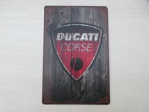 新品※レトロブリキ看板/アンティーク加工/DUCATI CORSE_画像1