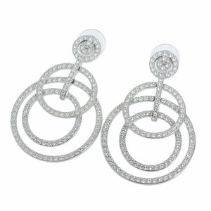 ■ 1円 ~ 正規 中古品 ■ Swarovski スワロフスキー ■ サークル ピアス ■ シルバー クリア ラインストーン アクセサリー ジュエリ 両耳用