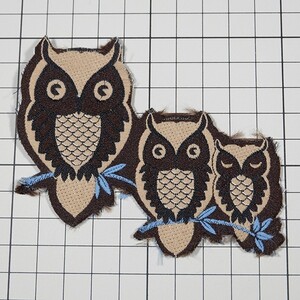 NO62 フクロウ オウル 動物 アニマル キャラクター 刺繍 ビンテージ ワッペン パッチ