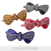 ■L'HAIR DE PARIS■ ■スワロフスキークリスタル■おりぼんヘアクリップ青/ヘアピン■キラキラ/髪留め/パッチン留め/パッチンどめ/リボン_画像2