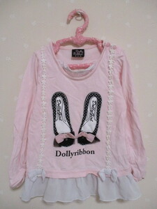 Ω Dolly Ribbon Ω★95㎝★ 可愛い長袖Ｔシャツ ピンク