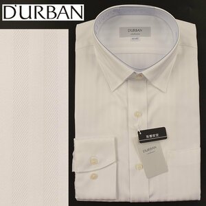 ◆D'URBAN ダーバン◆スナップダウン シャドーストライプ ドレスシャツ(長袖) 白 /39-82