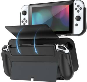 【OAPF】Switch 有機el カバー TPU製 人間工学ハンドルタイプ ソフト 着脱式 マグネット式 全面保護 耐衝撃 有機elモデル対応