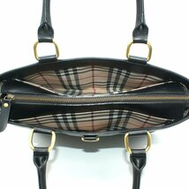 ★B2860 超美品!! バーバリー レザー トートバッグ ブラック チャック柄 BURBERRY メンズ レディース★_画像7