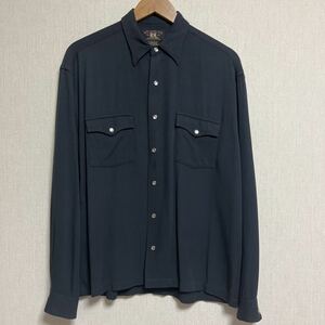 90s RRL 三ツ星タグ 旧タグ　ウエスタンシャツ　ブラック　ビンテージ ダブルアールエル 三つ星タグ Ralph Lauren ラルフローレン サイズM