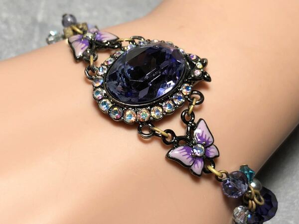 ANNA SUI アナスイ ビジュー ブレスレット ストーン　紫　パール　ビーズ